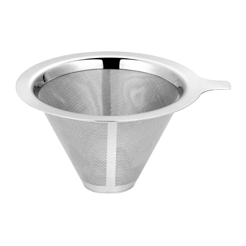 Coffee Filter Reusable Stainless Steel Cone Paperless Reusable Single Cup Coffee Maker Pour over Coffee Filter Cone Coffee Dripper Mesh Gadget Tool 