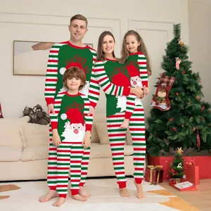 New Alphabet Stripe Christmas Parent-child Outfit Printed Pajamas for Home Use