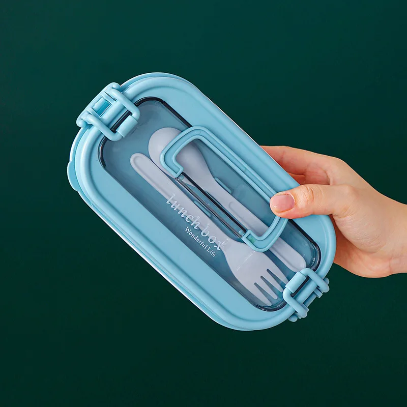 Custom Logo New Product Creative 2 Layers Plastic Lunch Box for School Camping Office Microwaveable Bento Box with Cutlery Set