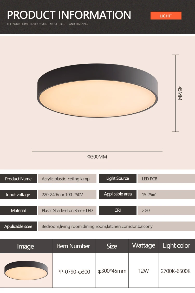 Factory Price Decorative Corridor Living Room 12Watt Round LED Ceiling Lamps