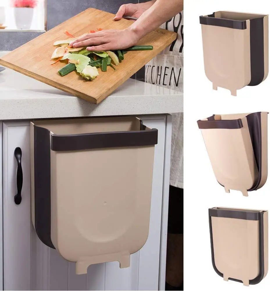 kitchen hanging trash can foldable trash bin 9 liter / 2.