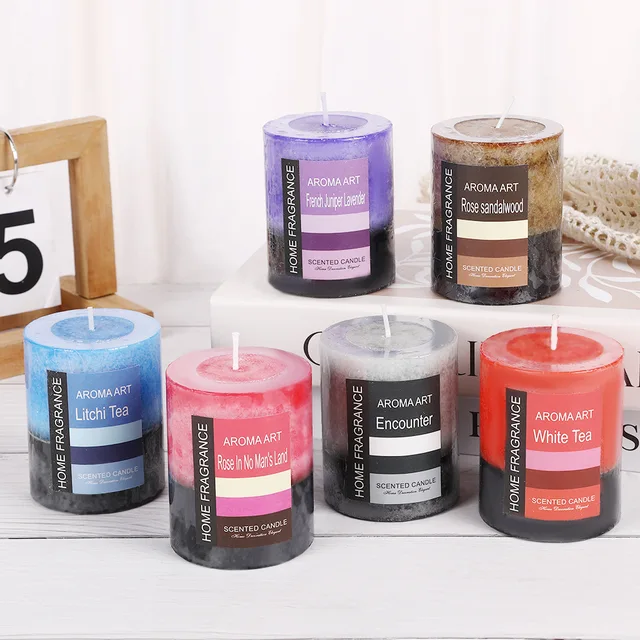 Hand-made vintage cylindrical scented candles wholesale smoke-free romantic emergency lighting wedding religious candles