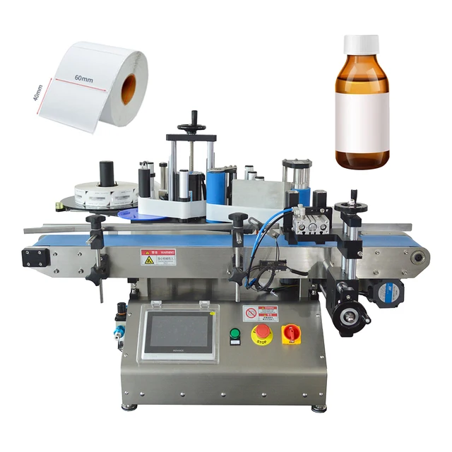 Automatic desktop round bottle small labeling machine,glass bottle labeling machine with adhesive sticker