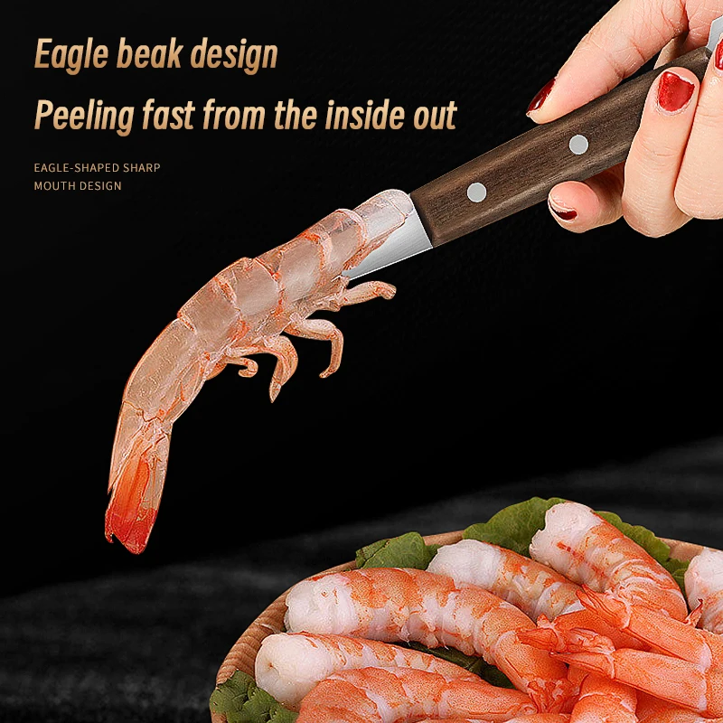 Инструмент для создания креветок нож из нержавеющей стали очистки многофункциональный с деревянной ручкой