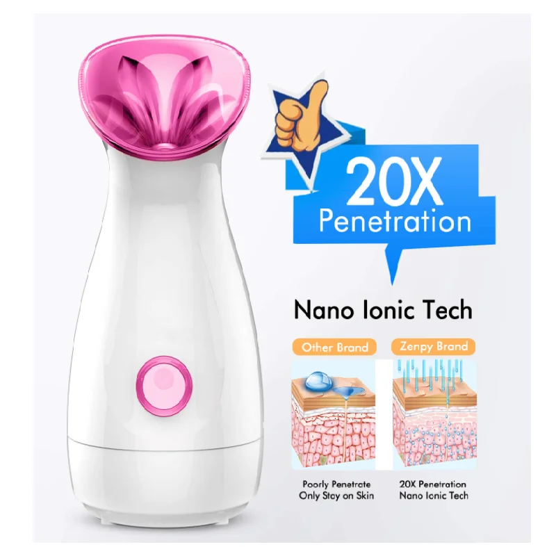 PSB professional home handheld nano ionic spa face facial steamer set with stand