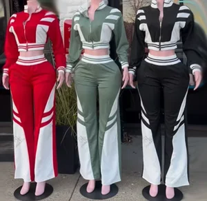 Viviblook Z729ST05 Women Outfits Tracksuit Casual Autumn New Zipper Cardigan Sweatshirt  Pants Plus Zise 2 Piece Sets Suit