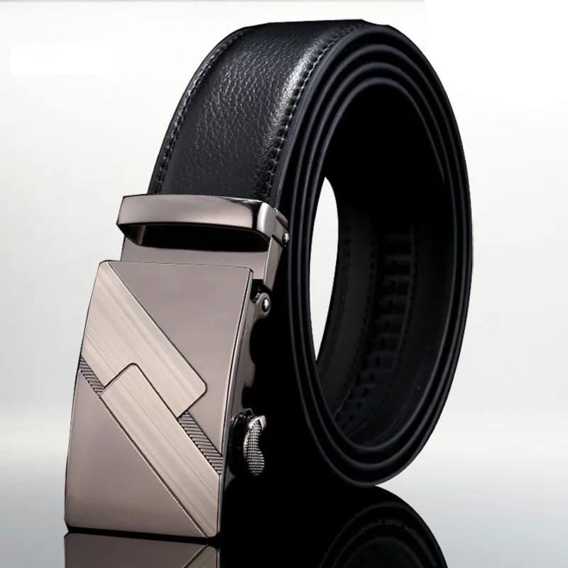Luxury Men's Genuine Leather Alloy Automatic Buckle Waistband Belts Waist Strap 