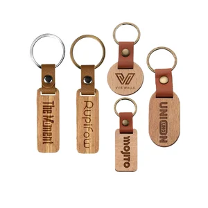 For Amazon Best-Selling Business Gift Cross-Border Mahogany Wooden Keychain Pendant Hot-Selling Blank Key for Engraving DIY
