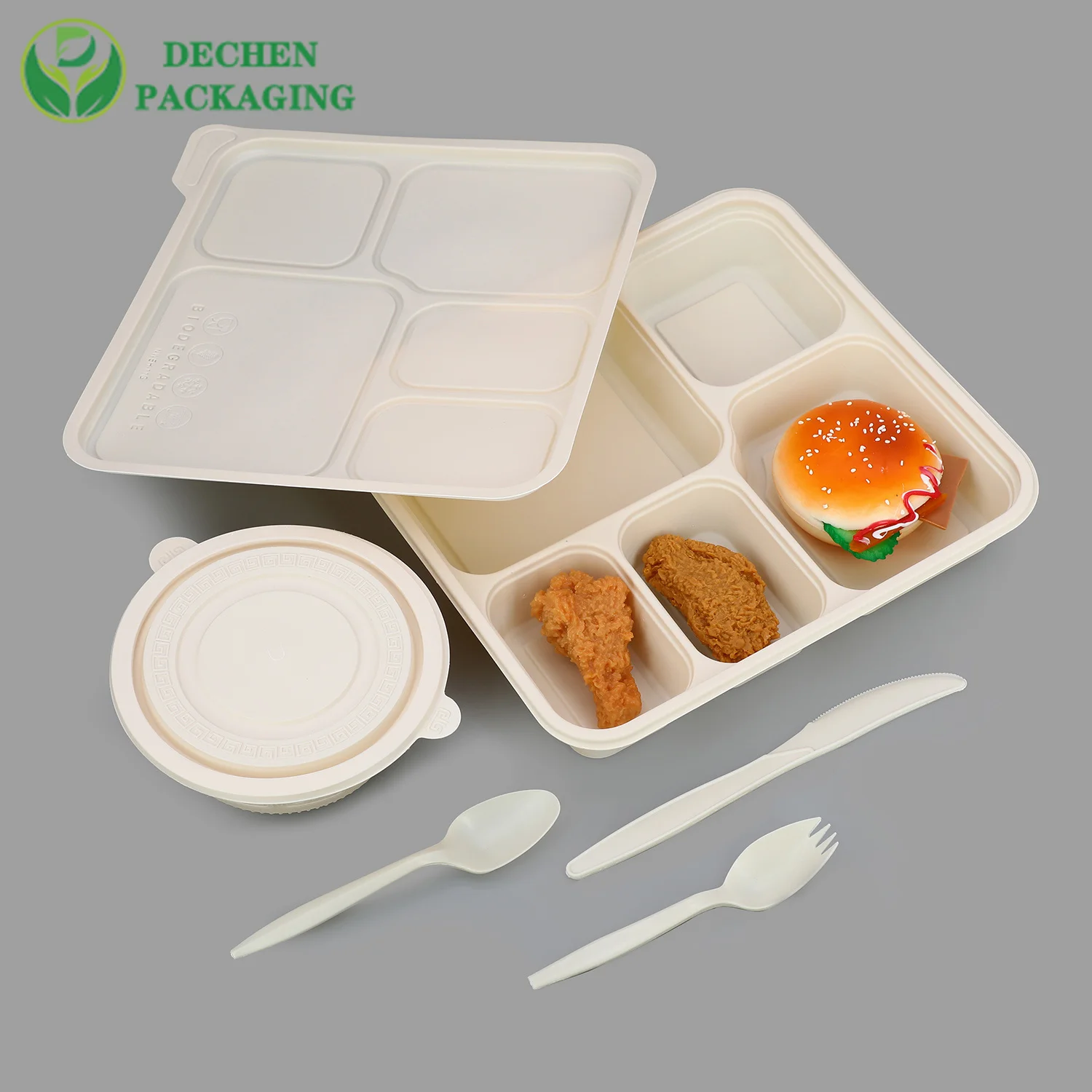 Environmentally Friendly Food Packaging Rectangular Dinnerware Take Out Salad Containers