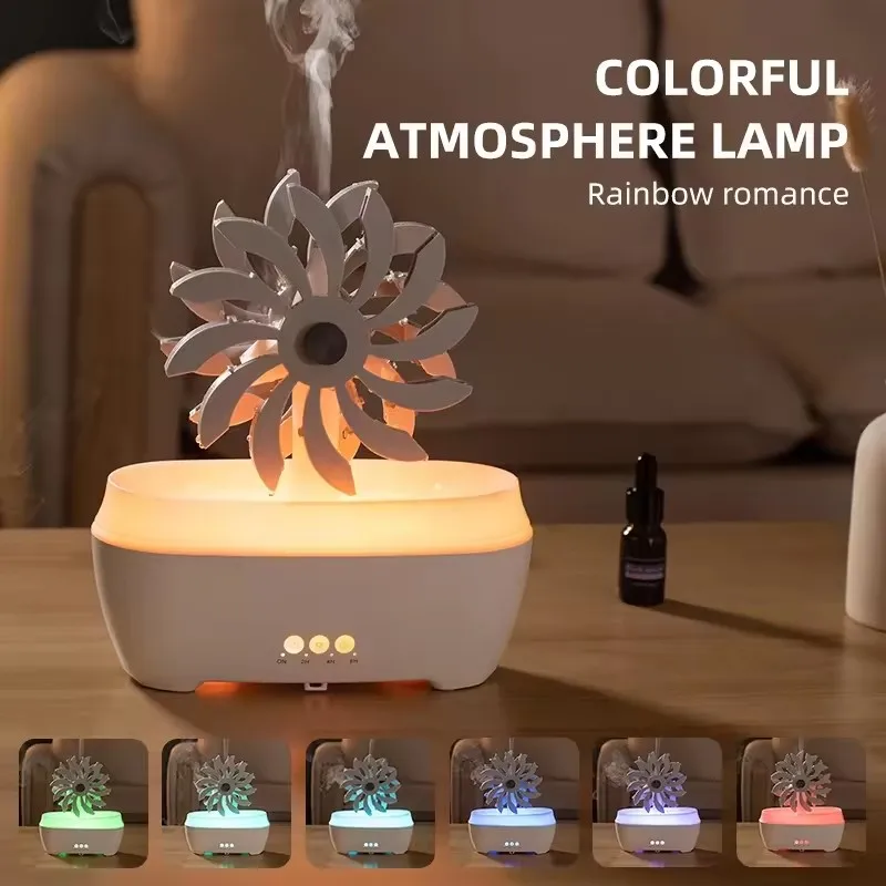 Windmill Aromatic 7 LED Color Air Humidifier Plastic Aroma Diffuser Luxury Household Use Over 200mL Capacity 10 Hours Operation