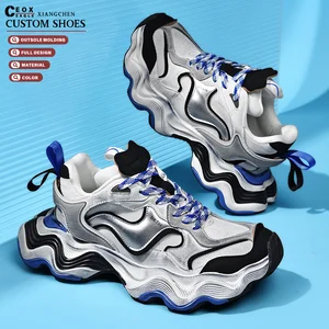 Men's Custom Anti-Slippery Casual Sports Sneakers Breathable Waterproof Genuine Leather Chunky Shoes for Spring & Autumn