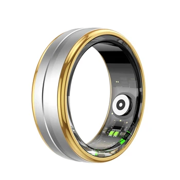 Smart Ring 5ATM Black Gold Ring Heart Rate Blood Oxygen Pressure Sleep Health Monitor Step Distance Sport Fitness Tracker