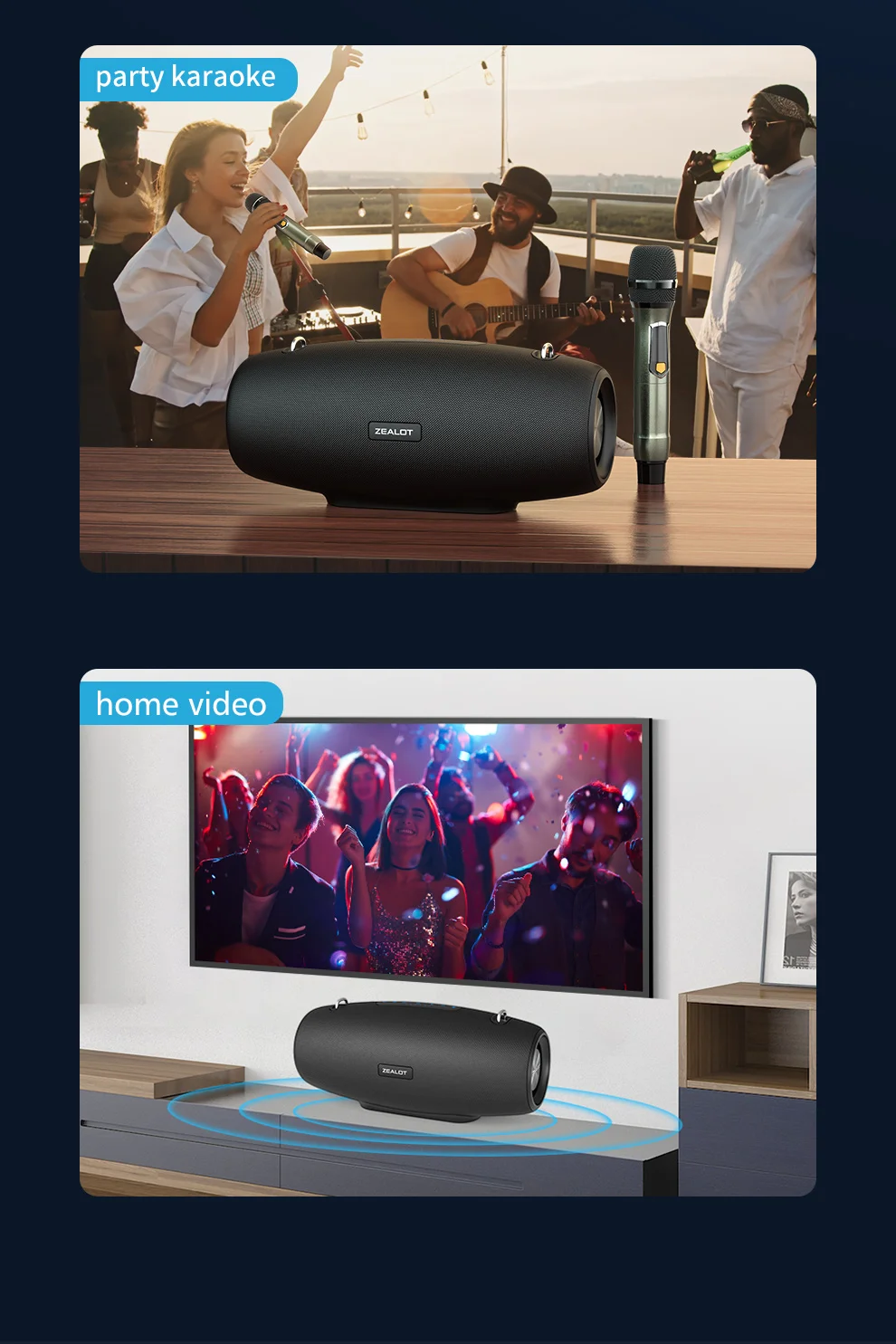 Professional High Power Audio Dancing Bluetooth Speaker Wireless Outdoor Boombass Party Speaker 60W Zealot S67