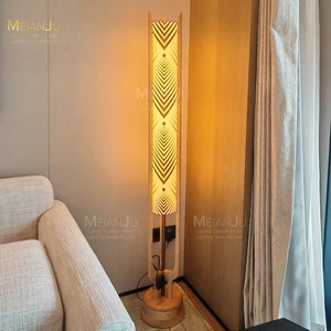 Postmodern Wood and Stainless Steel Floor Lamp for Home Hotel Villa-for Living Room Bedroom or Corner Decor