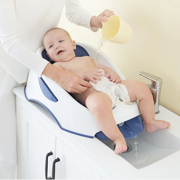 Newborn Baby Bath Seat Support Rack Soft Plastic Tubs General Bath Barrel With Anti-slip Base