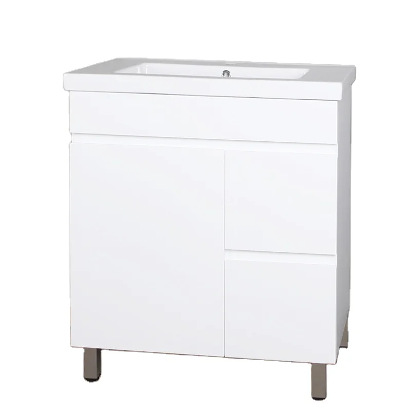 Custom Smart Led Makeup Mirror Wall Hung Furniture Bathroom Wooden Vanity Cabinet Unit With Ceramic Sink