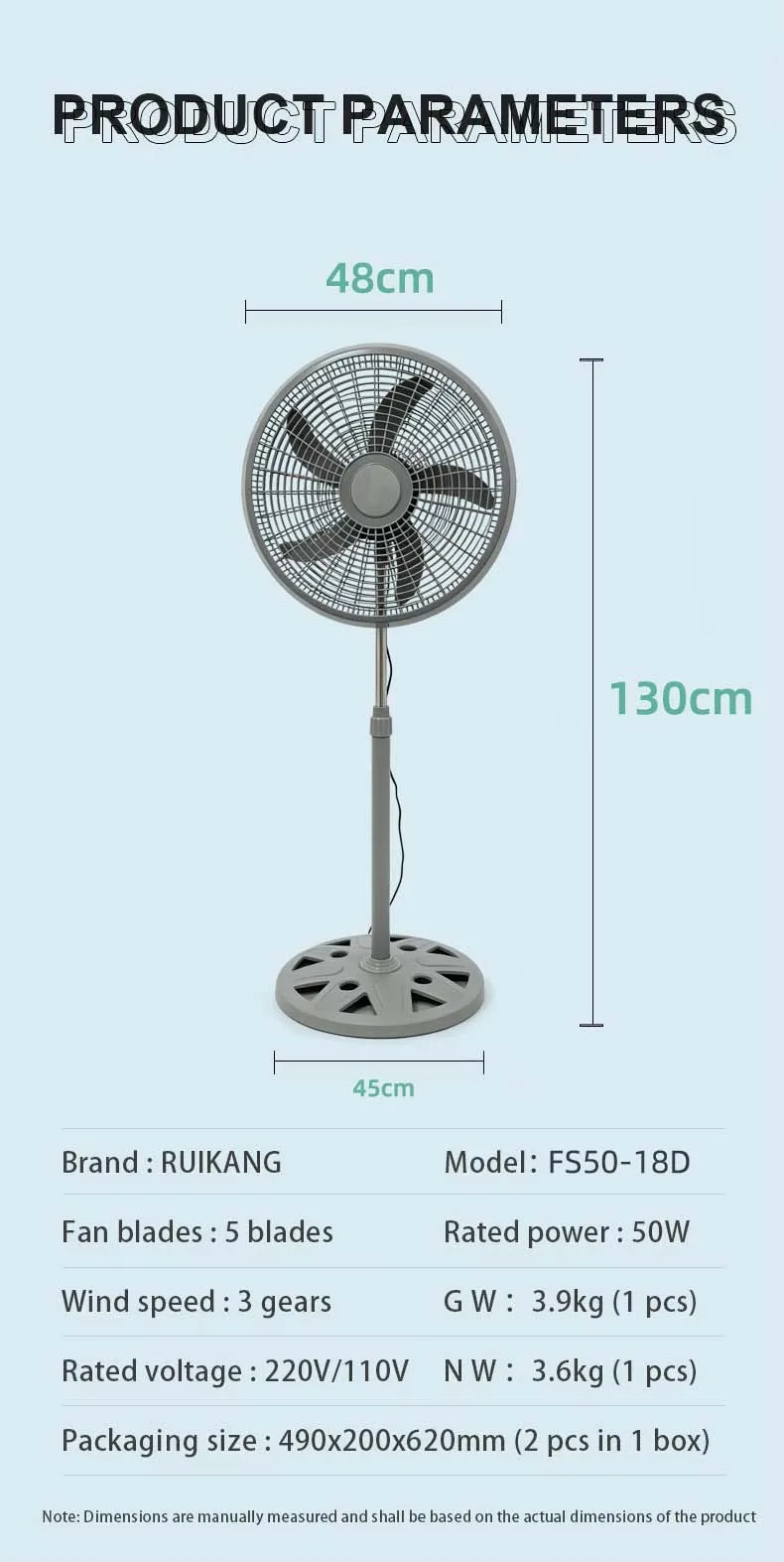 Pedestal Fan, 220V 50HZ 55W - detail 22