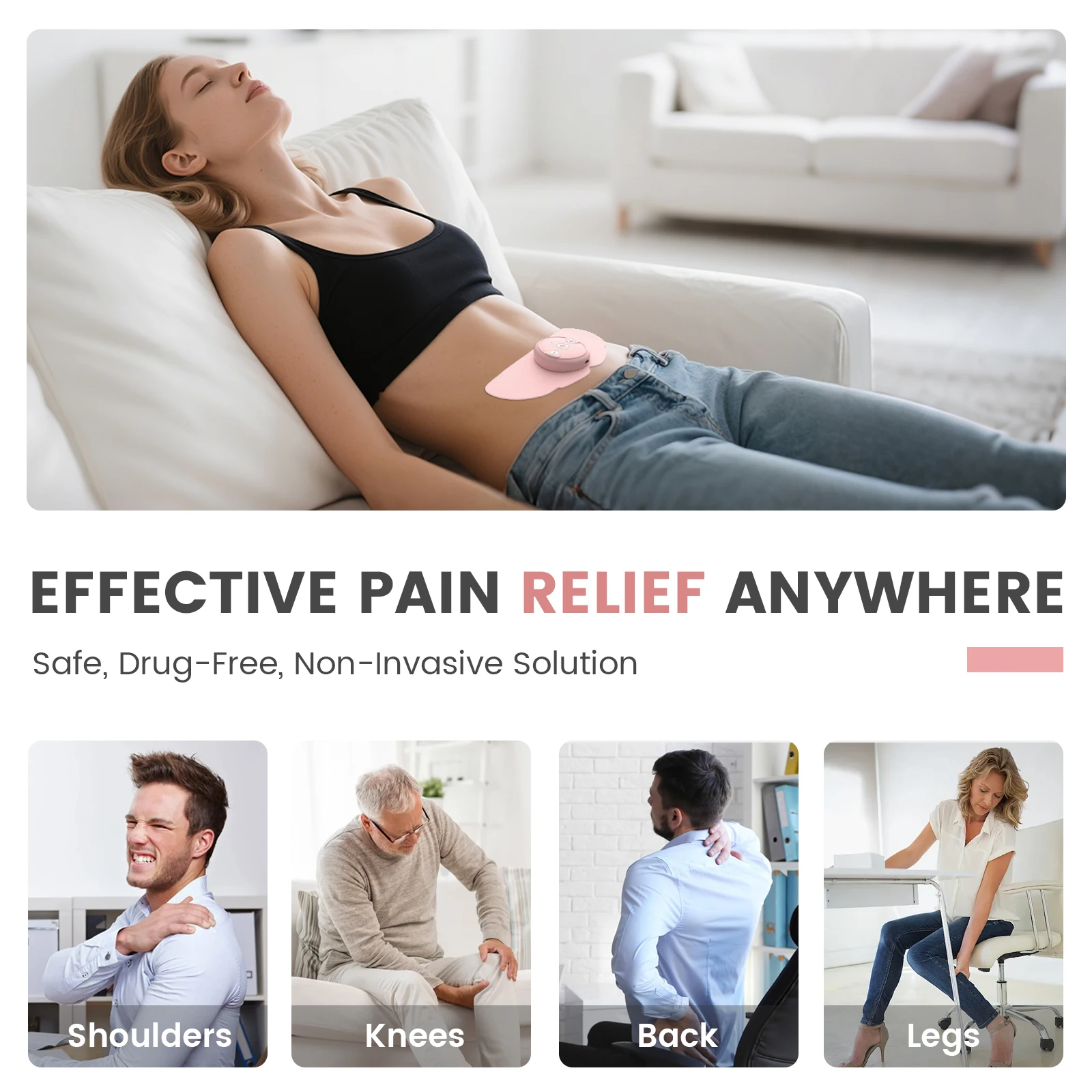 Professional PU Home Use Wireless Dual Channel Tens Therapy Device Medical Muscle Stimulator for Pain Relief Body Massager