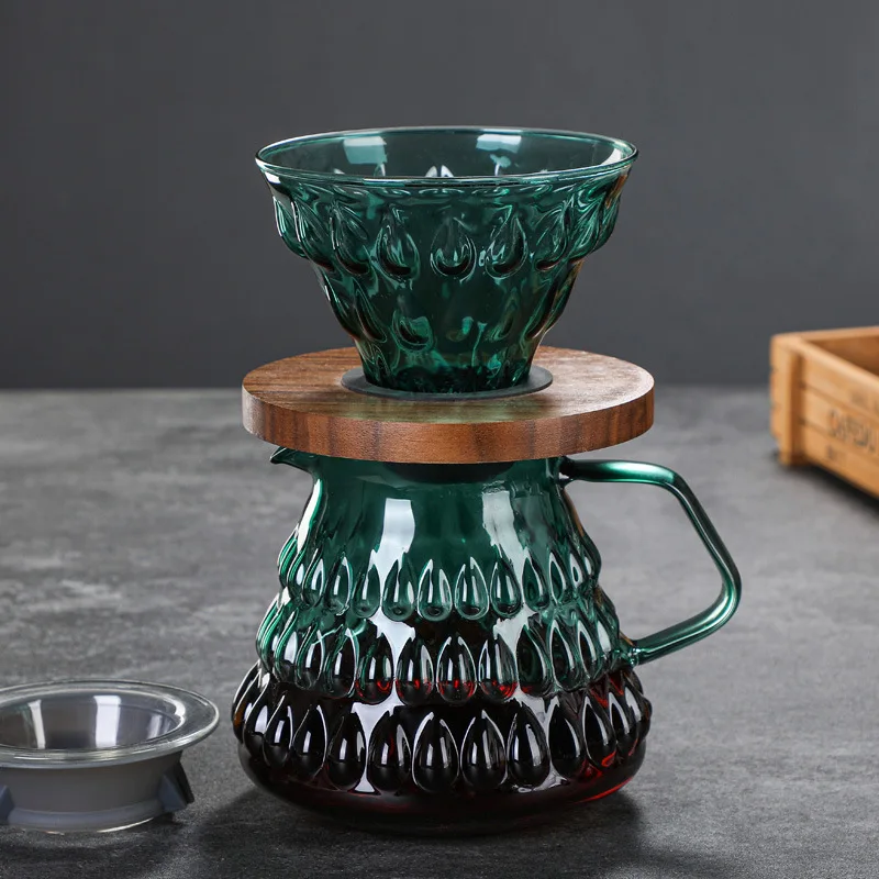 Высокотемпературный цветной кофейник из боросиликатного стекла с фильтром, экологически чистый прозрачный ручной чайник