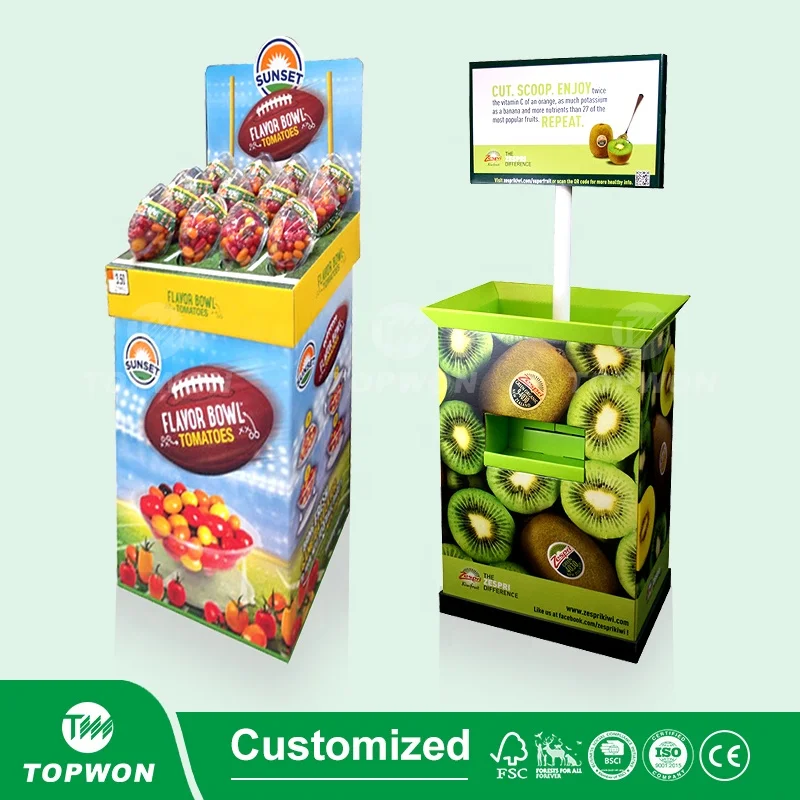 Corrugated Display Stand for Vegetable Seeds, Vegetable Seed Packet Cardboard Floor Display Stand