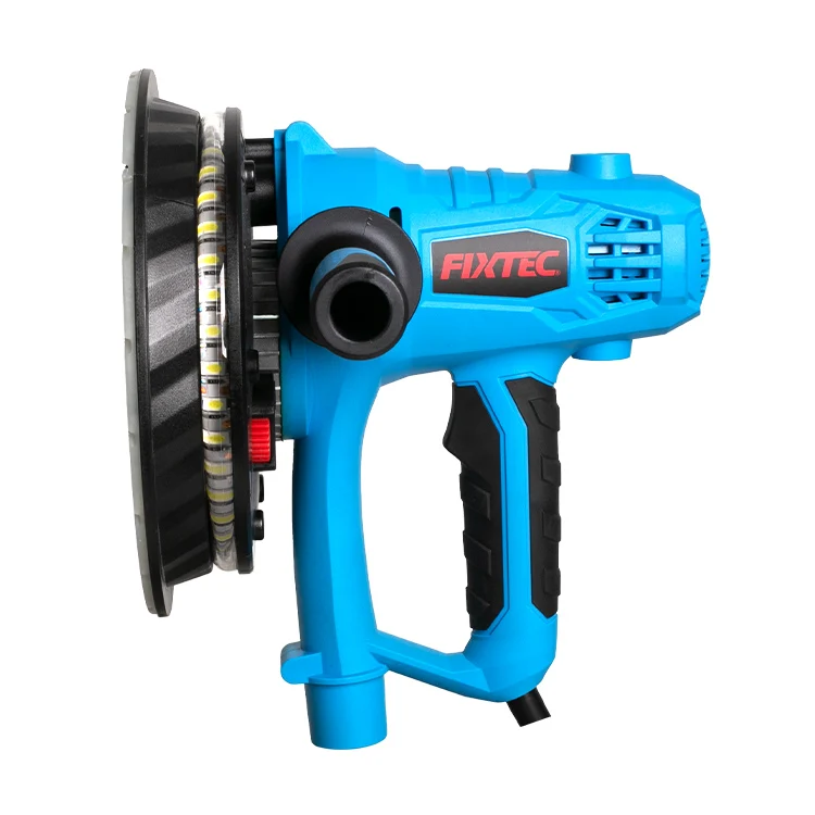 FIXTEC Handheld Power Tools Wall Grinding 800W Electric Drywall Sander Machine with Dust Collector Bag & LED Light