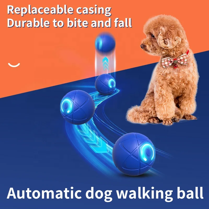 Small Smart Rolling Bouncy Jumping Dog Ball Toy Funny Electronic Balls TPR PC Interactive Modern Pet Puppy Toy Box Automatic