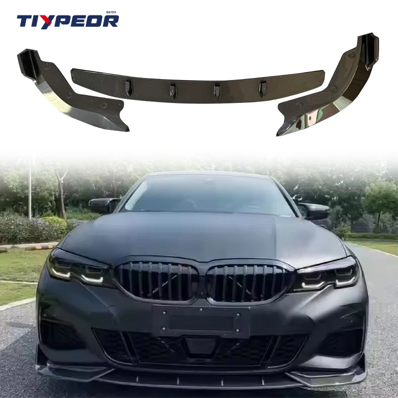 product tiypeor carbon fiber front spoiler bumper lip diffuser 3k twill front lip competitive style for bmw 3 series g20 2017 2021-3