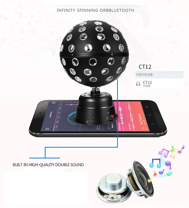 ZJI Spinning Disco Ball with 9 colors LED Light for Parties Bars Clubs Lighting Halloween Christmas Flare