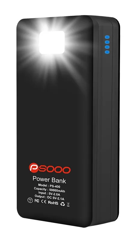 PSOOO PS-900 50000mAh Power Bank External Battery Pack with 32-LED