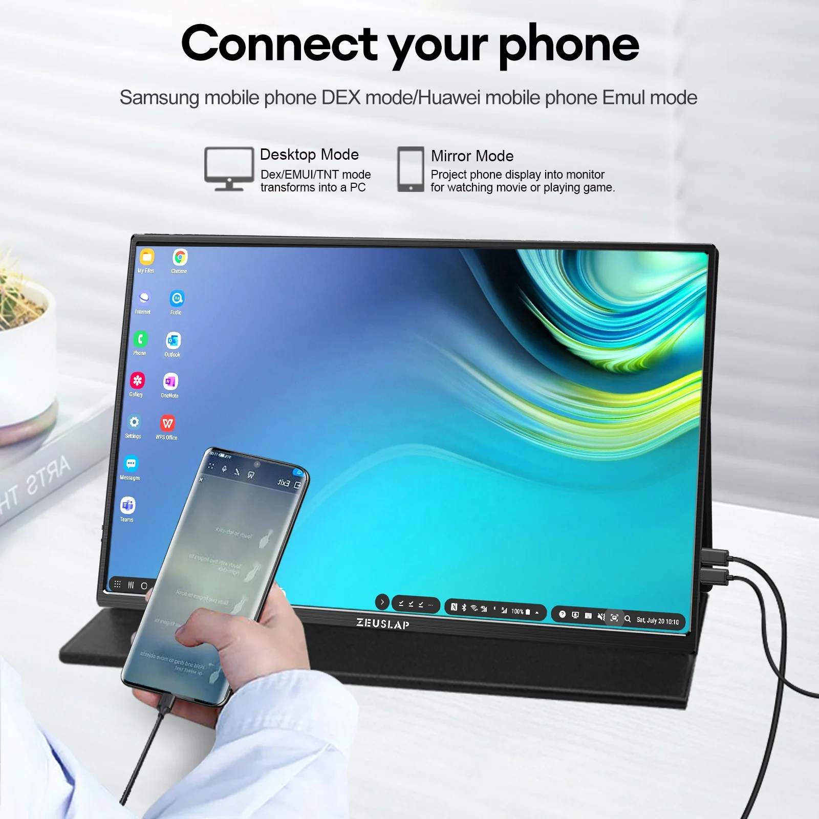 ZEUSLAP 16" Portable LCD Computer PC Gaming Screen 2560*1600P 100%sRGB Travel Monitor