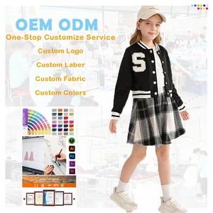 Oem Kids Sports Tracksuit Clothing Set Kids Clothing Set Baseball Outfit Baseball Jacket and Pleated Skirt Girls Clothing Set