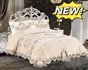 New Design 3 Piece  High-end Lace Embroidery Pattern King Size  Blanket Duvet Cover  Set With Pillowcases