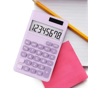 Factory direct supply school stationaries purple calculator promotional gift dual power 8 digit electronic simple calculator