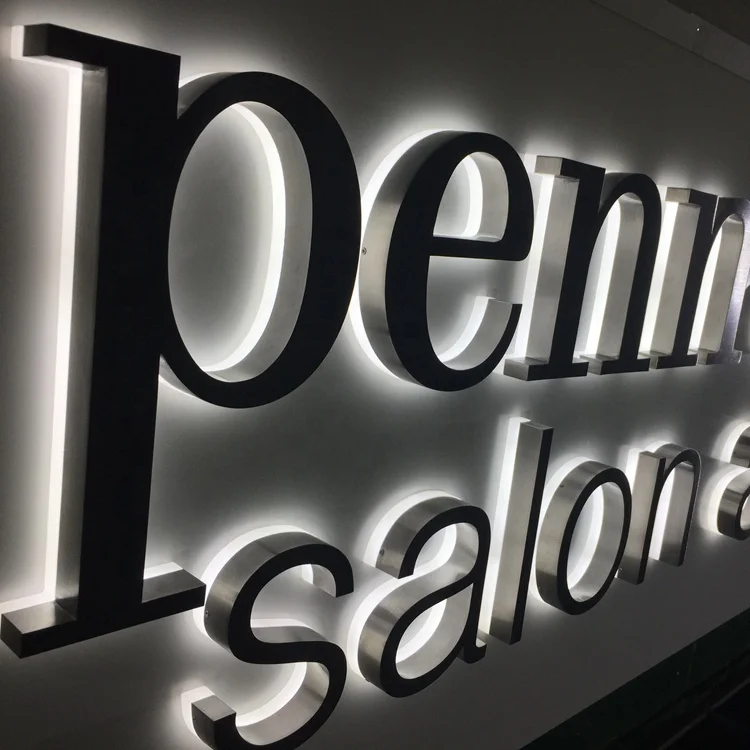 Wholesale Back Lit Laser LED 3D Custom Metal Wall Decor Sign for Companies Outdoor