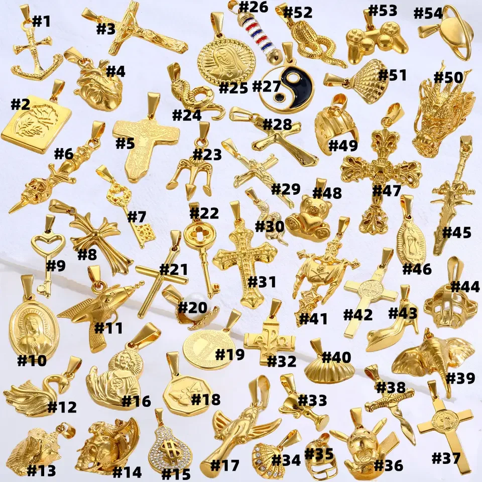 Hip Hops Angel Wing Necklace 32mm Stainless Steel Silver Gold Prayer Hand Cupid Charm Guardian Angel Pendant for Men