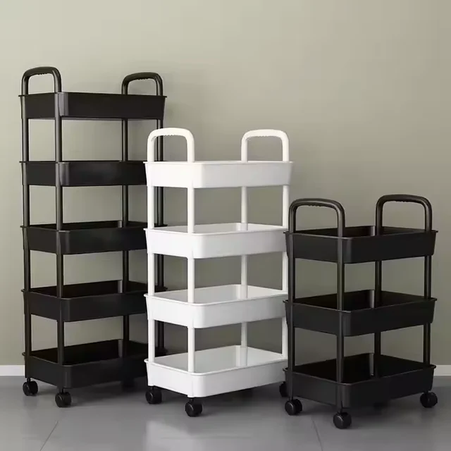 Wheeled Trolley Toilet Storage Rack Household Snack Storage Shelf Multi-layer Dual Armrest Shelving