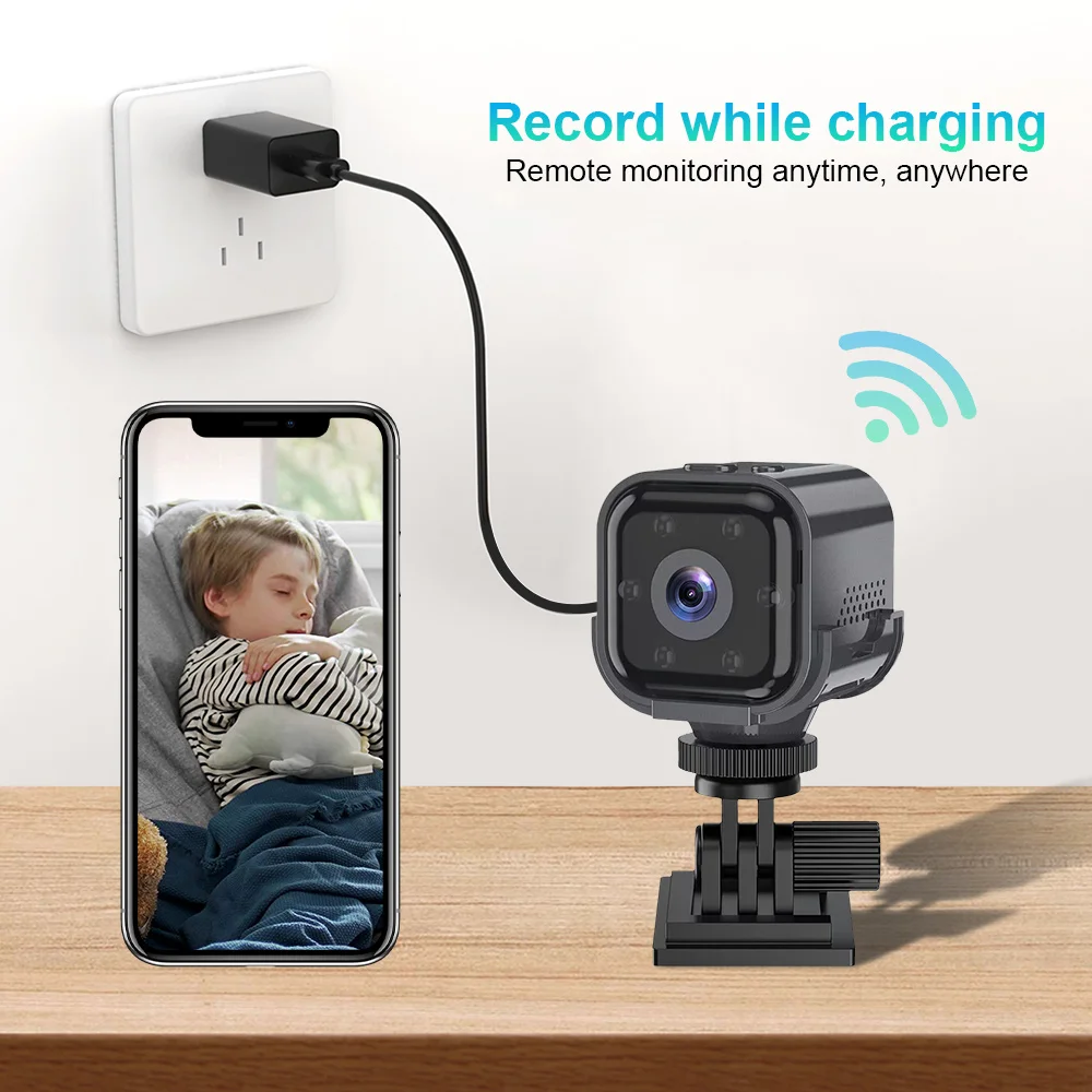 AI Mini Smart Monitoring Camera Night Vision Remote Viewing 1080p Resolution Indoor/Outdoor Use Battery Operated Built-in Mic