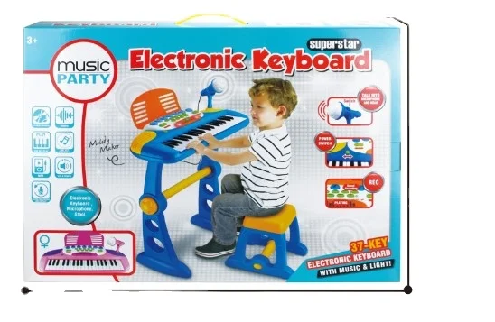 
Многофункциональная электронная клавиатура DF 37 клавиш, пианино с микрофоном на сиденье, игрушка, музыкальный инструмент, обучающая игрушка, подарок 