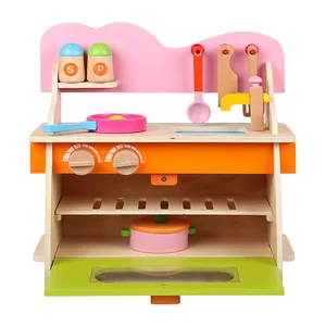 Wooden Kitchen Set Toy Detachable Gas Stove Kitchen Children Play House Educational Toys Cooking Pretend Play- Multi Color