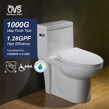 OVS Upc American ADA Bathroom Floor Mounted Ceramic Siphonic Water Closet 305mm Toilets Modern Elongate One Piece Toilet