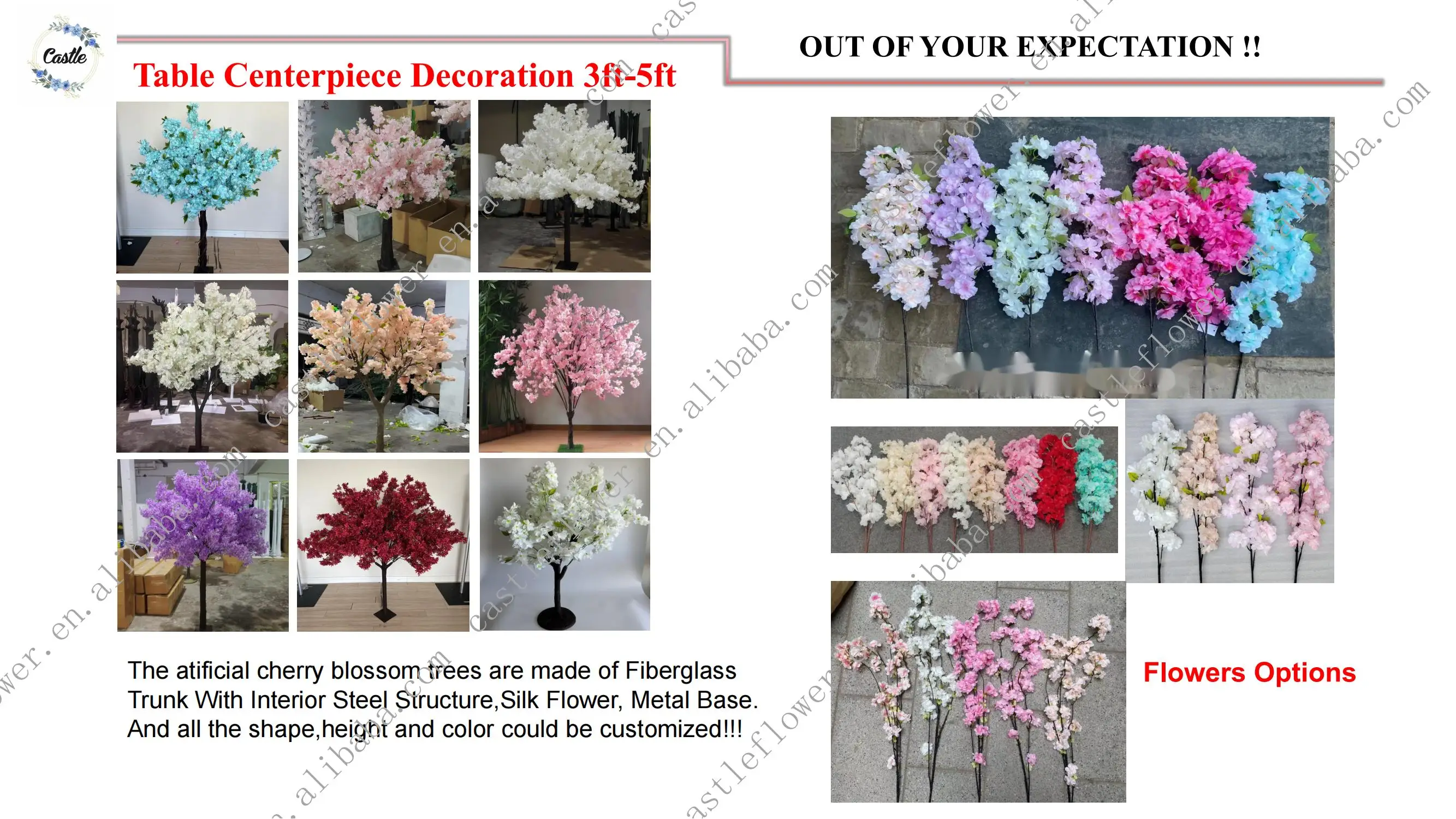 At4001 Custom Wedding Decor Large Faux Cherry Blossom Fake Flower Trees ...