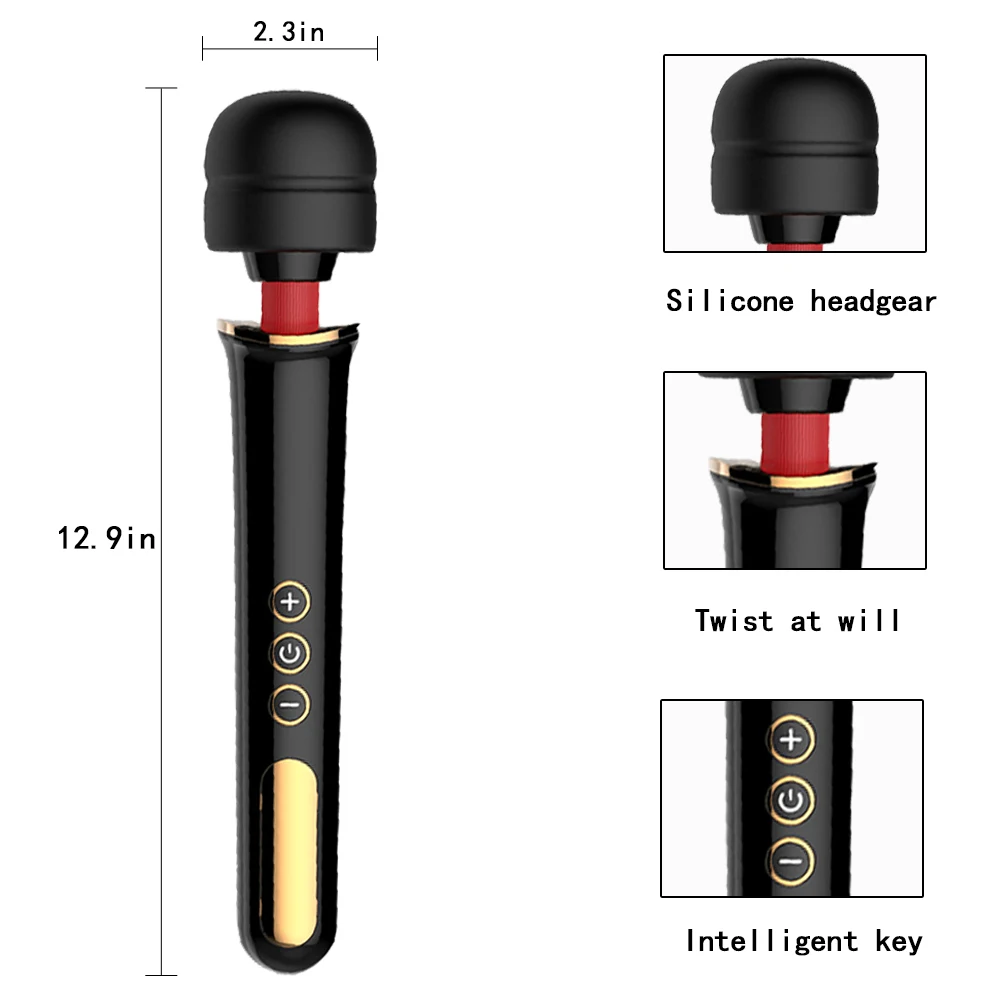 Av Wand 10 Vibration Modes Soft Big Head Body Massager Sex Toy for Female Sex Toy Super Big Vibrator