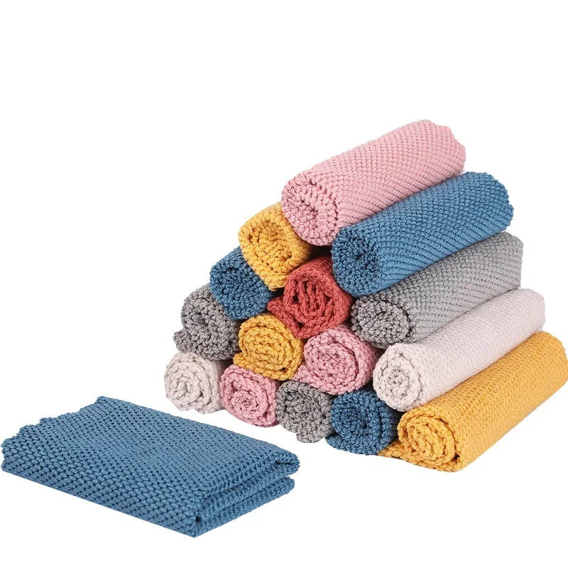 Microfiber Antimicrobial Quick-Dry Super Absorbent Cleaning Towel Set 4 Pcs Random Colors Solid Pattern Adult Use Kitchen Home