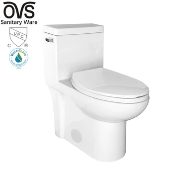 OVS Upc American ADA Bathroom Floor Mounted Ceramic Siphonic water closet 305mm round toilets Modern Elongate One Piece Toilet