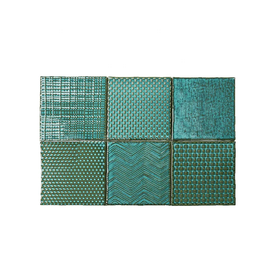 OEM Accept Glazed Porcelain Square Handmade Kitchen Backsplash Tile Green for Wall Kitchen Living Room Bedroom Hotel Project