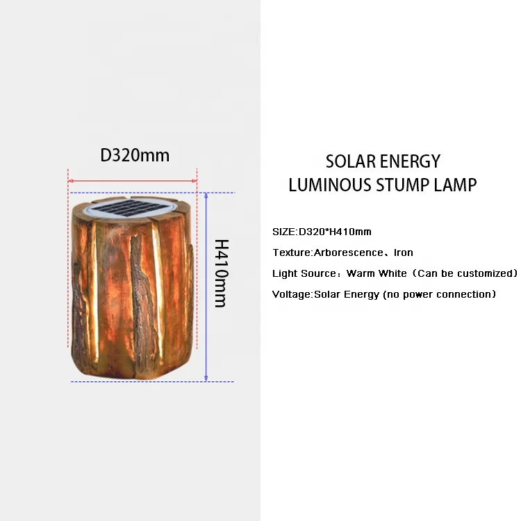 Solar Energy Landscape Lighting Christmas Led Artificial Wooden Tree Stump Garden Decoration Light