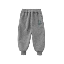 D2087 Kids boutique boys fashion knitted jogger comfortable sweatshirt warm thick pants with plush for 2021 winter