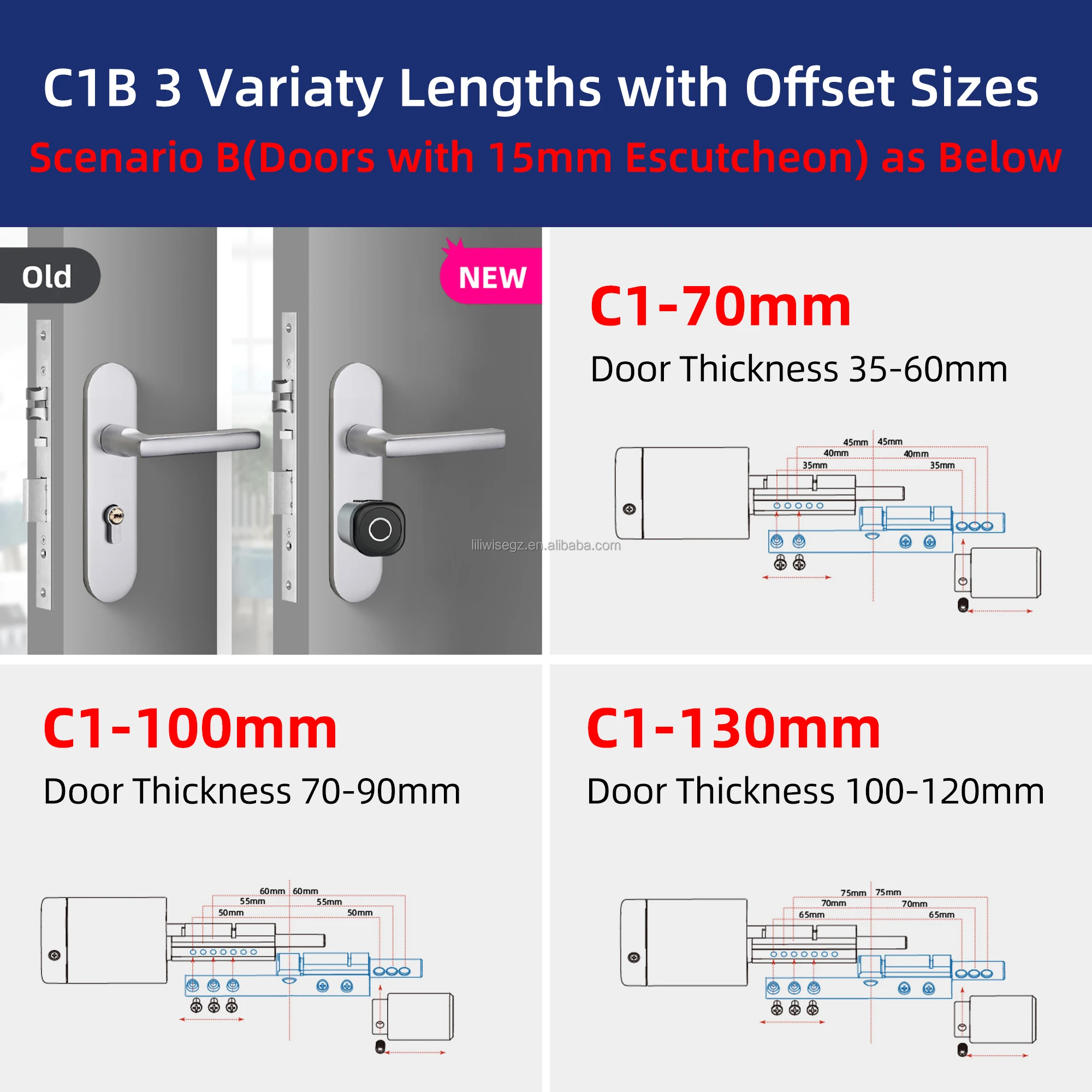 Adjustable Smart Cylinder Lock with 30~130mm Door Thickness and 1 Year Battery Life for Secure Home Office Access 5