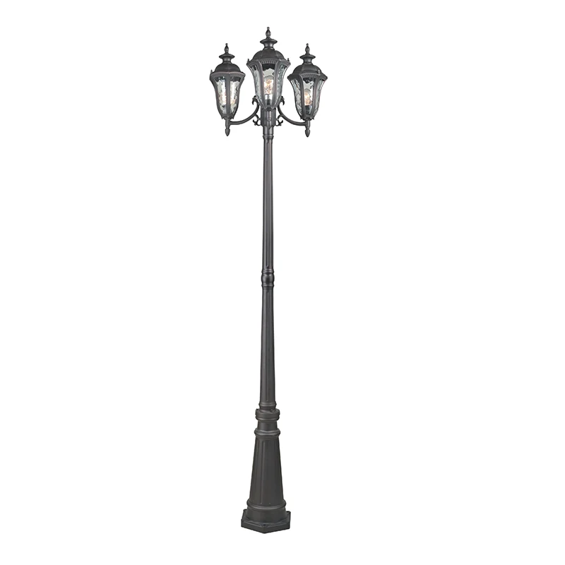 3 Heads Decorative Outdoor Lighting Pole 3 Arm Garden Lamp Post