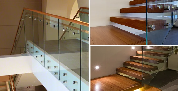 Pin Mounted Glass Railing Heavy Duty Glass Standoff Pins & Clamps | Stainless Steel Balustrade ...